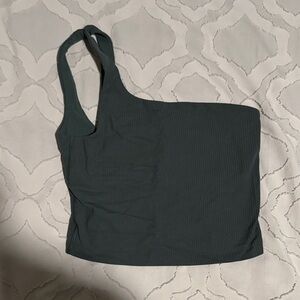 Dark Forest Ribbed Asymmetrical Align Top - Size 4